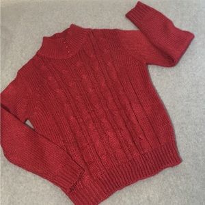 Vintage Y2K Knit Sweater Womens Medium Cable Knit Mock Preppy Basic